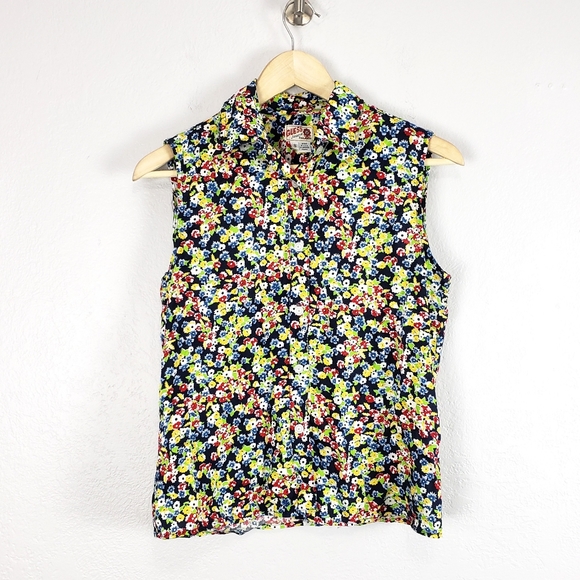 Vintage 90s Guess USA Floral Button Sleeveless Top - Picture 13 of 17